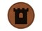 Castle Turret Tower Solid Round Iron-On Engraved Faux Leather Patch Applique - 2.5"